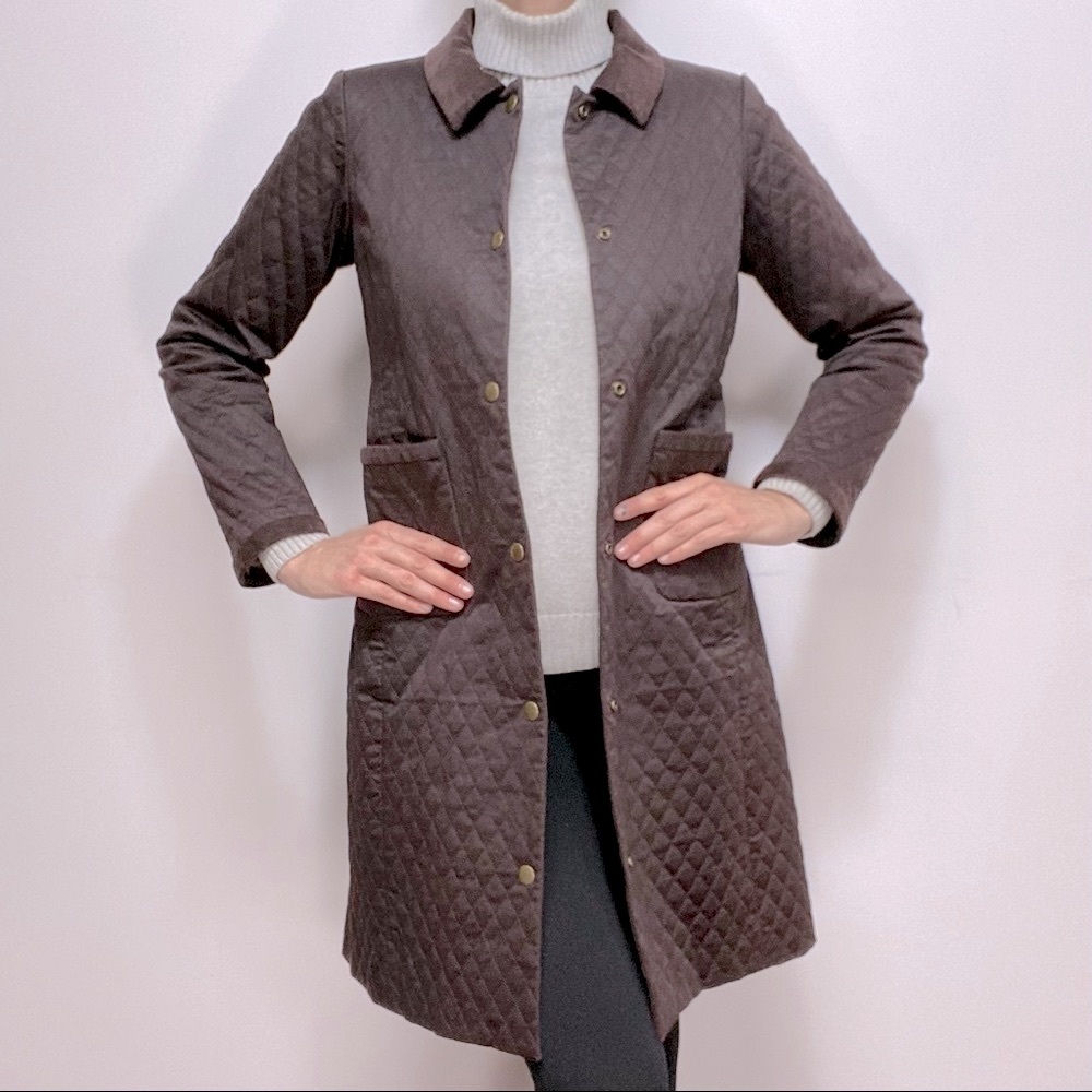 Anthropologie Allegory Brown Quilted Button Jacket